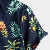 Chemise Hawaïenne à Manches Courtes en Coton avec Motif Ananas pour Hommes