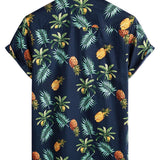 Chemise Hawaïenne à Manches Courtes en Coton avec Motif Ananas pour Hommes