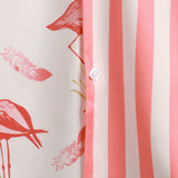 Chemise à Manches Courtes en Coton avec Motif Flamant Rose et Rayures pour Hommes