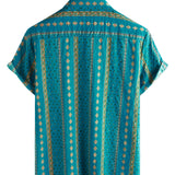 Chemise à Manches Courtes de Style Vintage des Années 70 avec Rayures pour Hommes