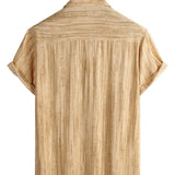 Chemise à Manches Courtes en Coton avec Poche pour Hommes à Rayures Noires, Respirante