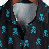 Chemise en Coton d'Été à Manches Courtes pour Hommes avec Motif de Crâne Punk Rock