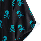 Chemise en Coton d'Été à Manches Courtes pour Hommes avec Motif de Crâne Punk Rock