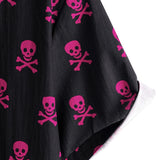 Chemise en Coton à Manches Courtes pour Hommes avec un Crâne Rose Punk Rock et un Design Cool