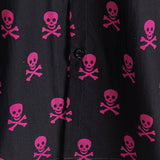 Chemise en Coton à Manches Courtes pour Hommes avec un Crâne Rose Punk Rock et un Design Cool