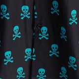Chemise en Coton d'Été à Manches Courtes pour Hommes avec Motif de Crâne Punk Rock
