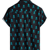 Chemise en Coton d'Été à Manches Courtes pour Hommes avec Motif de Crâne Punk Rock