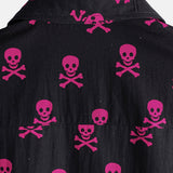 Chemise en Coton à Manches Courtes pour Hommes avec un Crâne Rose Punk Rock et un Design Cool