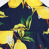 Chemise hawaïenne à manches courtes en coton avec des citrons jaunes pour hommes