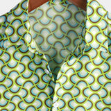 Chemise Verte pour Homme à Manches Courtes en Coton pour l'Été