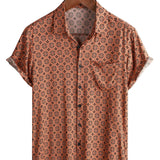 Chemise Masculine en Coton Vintage à Manches Courtes