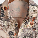 Chemise Casual en Coton Rétro à Boutons avec Motif Floral pour Hommes