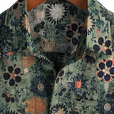 Chemise Homme à Manches Courtes en Coton au Style Vintage avec Motif Floral