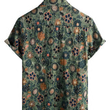 Chemise Homme à Manches Courtes en Coton au Style Vintage avec Motif Floral