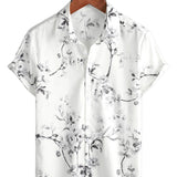 Chemise Hawaïenne Blanche en Coton pour Hommes