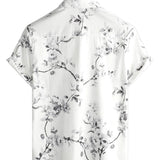 Chemise Hawaïenne Blanche en Coton pour Hommes