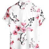 Chemise d'Été à Manches Courtes avec des Fleurs Roses pour Hommes