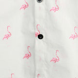 Chemise à Manches Courtes en Coton avec Motif Flamant Rose pour Hommes