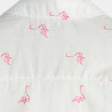 Chemise à Manches Courtes en Coton avec Motif Flamant Rose pour Hommes