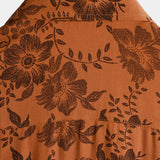 Chemise en Coton pour Homme à Manches Courtes avec Boutons, Motif Floral Vintage Marron, Respirante pour les Vacances