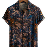 Chemise en coton à manches courtes de style rétro pour hommes