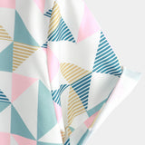 Chemise en Coton d'Été à Manches Courtes avec Motif Géométrique en Triangles pour Hommes