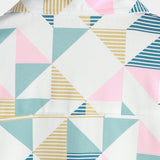 Chemise en Coton d'Été à Manches Courtes avec Motif Géométrique en Triangles pour Hommes