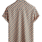 Chemise en Coton à Manches Courtes pour Hommes, Rétro, Boutons, Vintage, Géométrique, Cercles, Cool