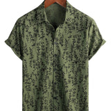 Chemise à Manches Courtes en Coton avec Boutons de Style Vintage à Motif Floral pour Hommes