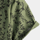 Chemise à Manches Courtes en Coton avec Boutons de Style Vintage à Motif Floral pour Hommes