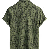 Chemise à Manches Courtes en Coton avec Boutons de Style Vintage à Motif Floral pour Hommes
