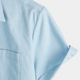 Chemise Décontractée à Manches Courtes en Coton pour Hommes