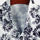Chemise à Manches Courtes en Coton avec Motif de Crâne Floral dans le Style Punk Rock pour Hommes