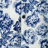 Chemise à Manches Courtes en Coton avec Motif de Crâne et Fleurs Punk Rock pour Hommes