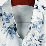 Chemise Casual à Manches Courtes en Coton avec Bouton et Motif de Crâne pour Hommes