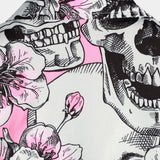 Chemises pour Hommes à Manches Courtes en Coton avec Crânes et Fleurs Roses