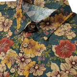 Chemise à manches courtes en coton respirant avec un imprimé botanique vintage pour hommes