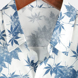 Chemise à Manches Courtes en Coton Respirant avec Motif de Feuille d'Érable pour Hommes