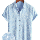 Chemise à Manches Courtes en Coton de Style Hawaïen pour Hommes, Avec Bouton, Couleur Bleu Clair