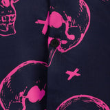 Chemise Aloha pour homme en coton avec impression de crâne rose et manches courtes