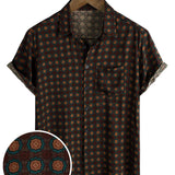 Chemise en Coton d'Été Décontractée Vintage à Manches Courtes pour Hommes