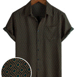 Chemise Rétro à Manches Courtes en Coton avec Boutons Casual pour Hommes