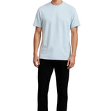 T-shirt en coton pour homme – Respirant à manches courtes col rond – Bleu brumeux