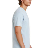 T-shirt en coton pour homme – Respirant à manches courtes col rond – Bleu brumeux