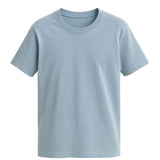T-shirt en coton pour homme – Respirant à manches courtes col rond – Bleu brumeux