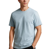 T-shirt en coton pour homme – Respirant à manches courtes col rond – Bleu brumeux