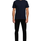 T-shirt en coton pour homme – Respirant, manches courtes, col rond – Bleu marine