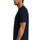 T-shirt en coton pour homme – Respirant, manches courtes, col rond – Bleu marine