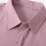 Chemise Casual pour Homme en Coton Soie de Couleur Unie avec Boutons et Manches Courtes, Respirante