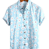 Chemise Hawaïenne Jaune pour Homme à Manches Courtes